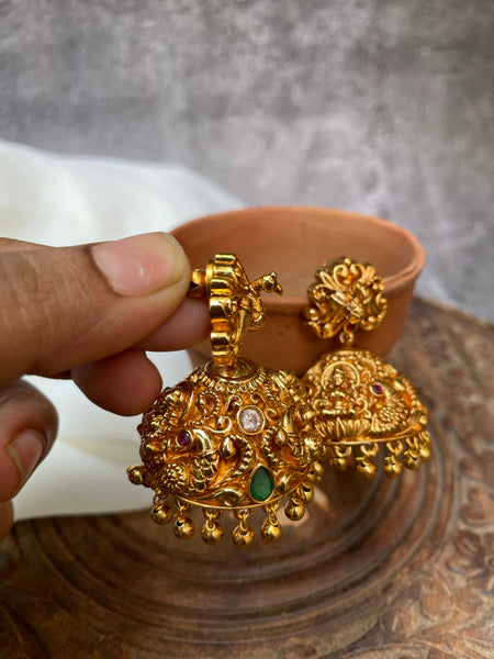 3D peacock temple Jhumkas