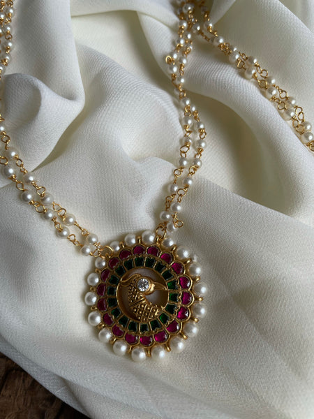 Kundan peacock Pearl pendant maala