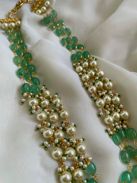 3 layer bead maala with pearls