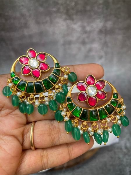 Kundan flower chaand Studs