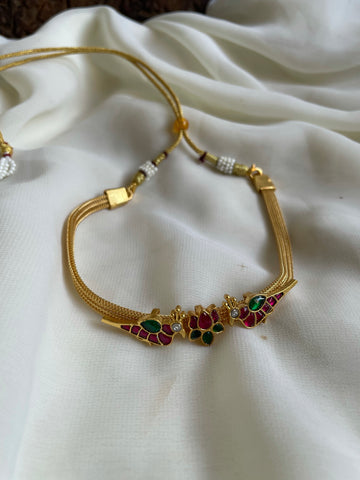 Parrot lotus Kundan choker