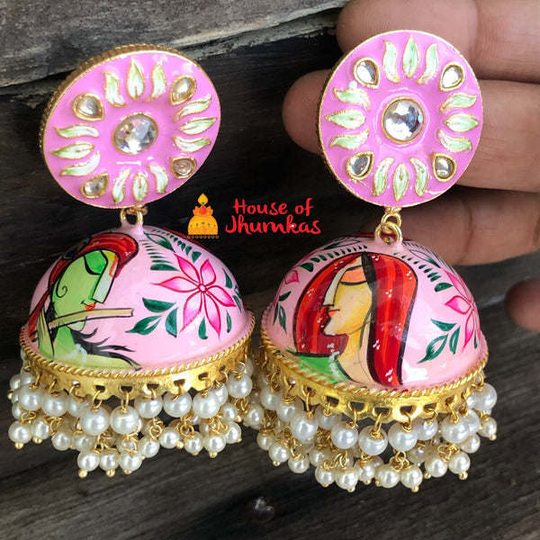 Krishna Radha abstract Jhumkas