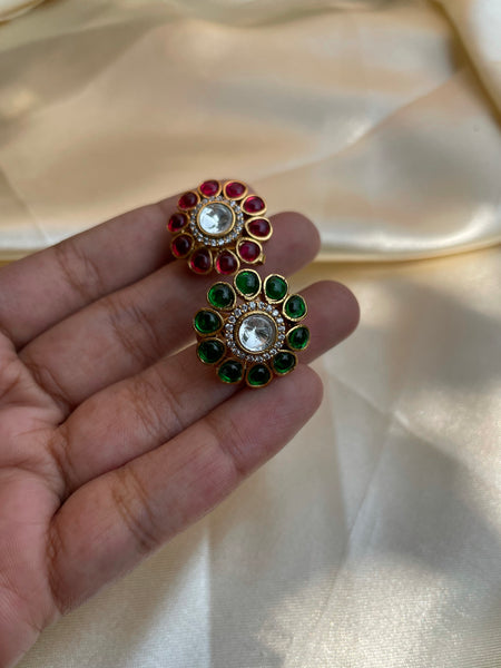Kundan flower studs