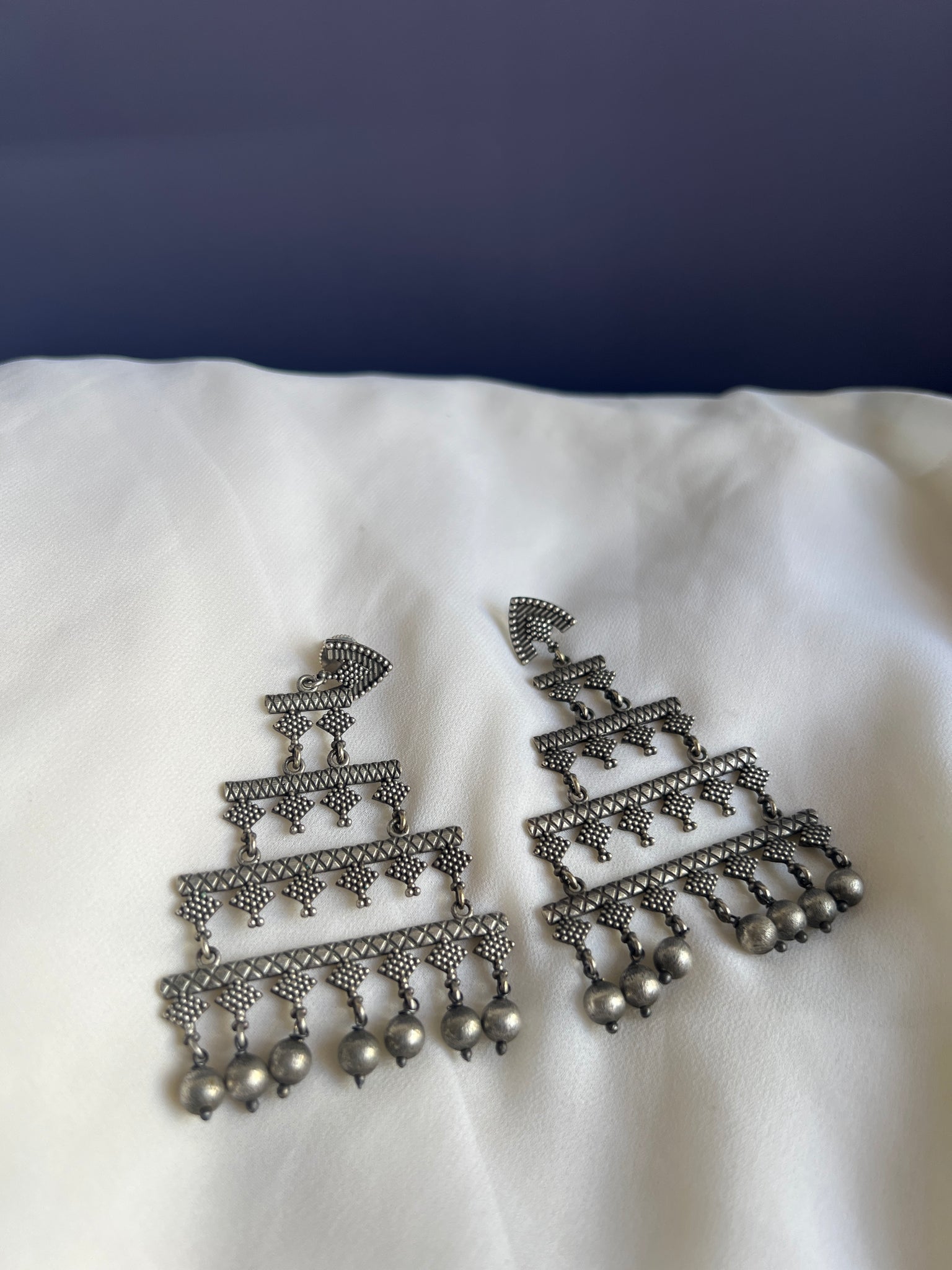 Pyramid oxidised earrings