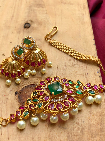 Kemp emerald choker with jhumkas