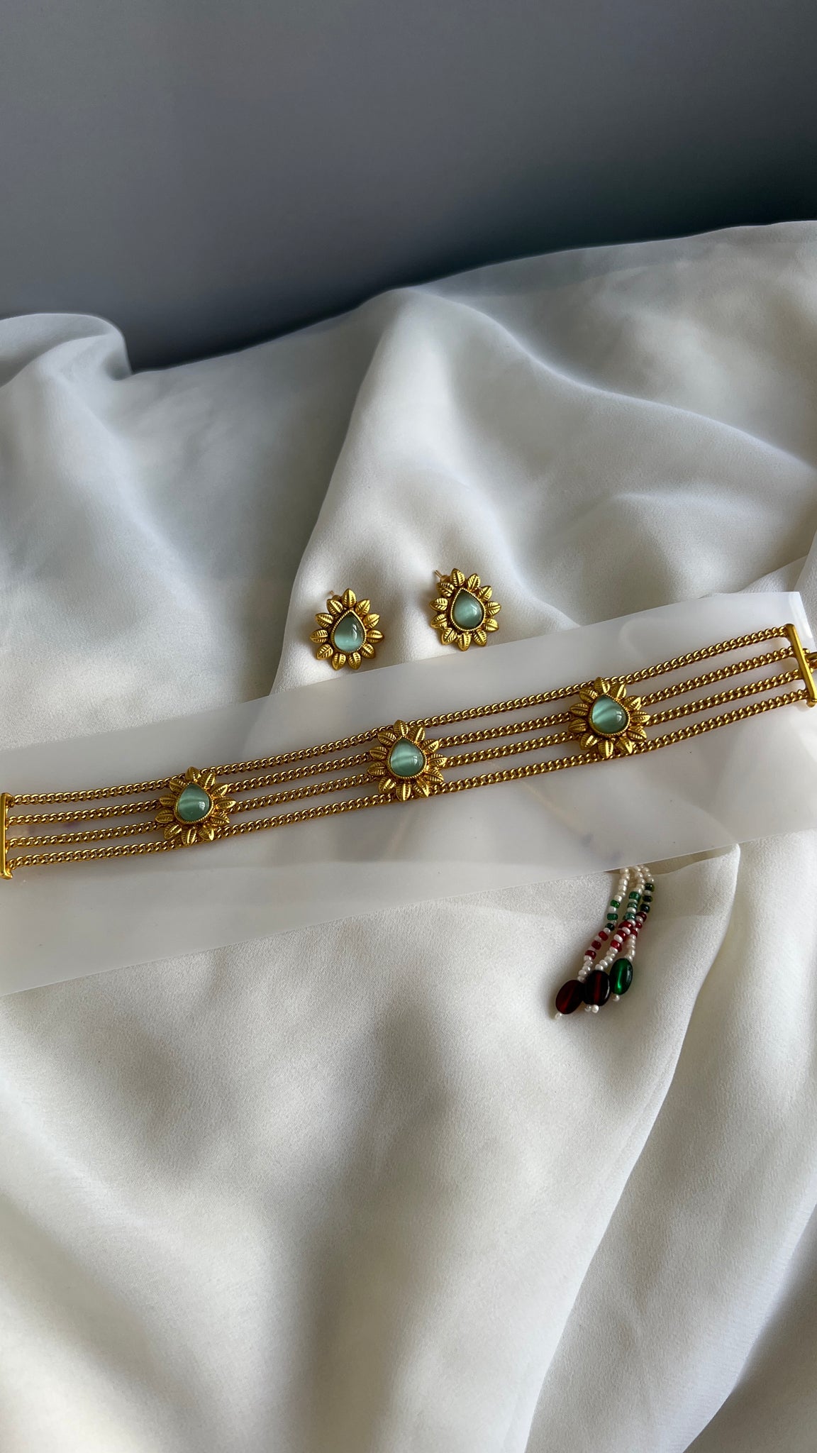 Pastel stone designer choker with studs