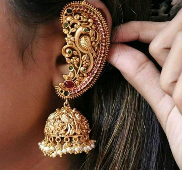 Intricate worked earcuff Jhumkas