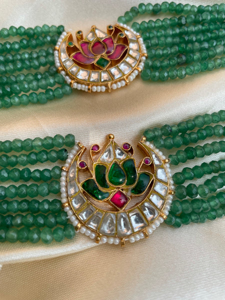 Kundan lotus choker with bead work