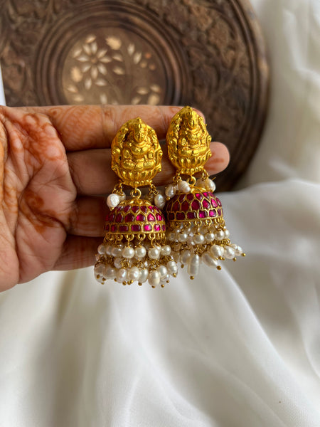Nagas Lakshmi jhumkas with rice pearls
