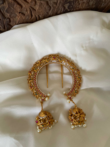 Bridal Ad cutwork jada Billa with Jhumkas