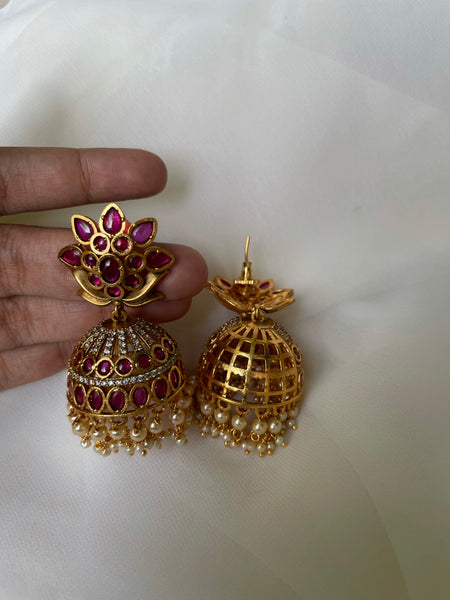 Kemp Ad stone worked Jhumkas