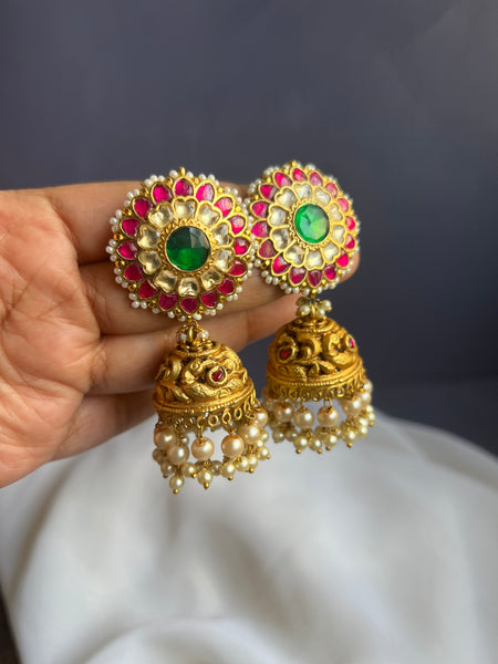 Kundan chakra Jhumkas