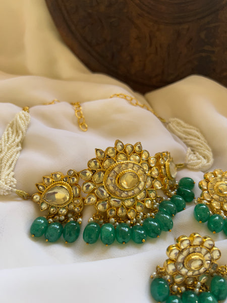 Uncut polki bridal choker with studs