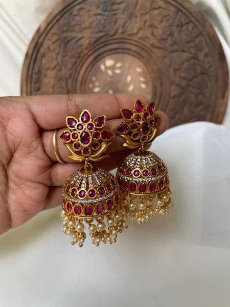 Kemp Ad stone worked Jhumkas