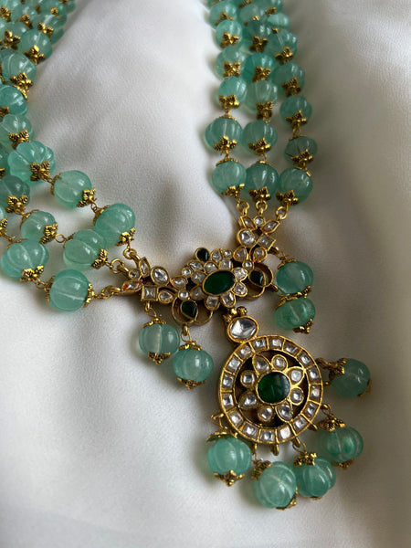 Light green pumpkin emerald Kundan pendant Maala