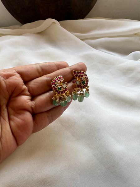 Kundan peacock studs