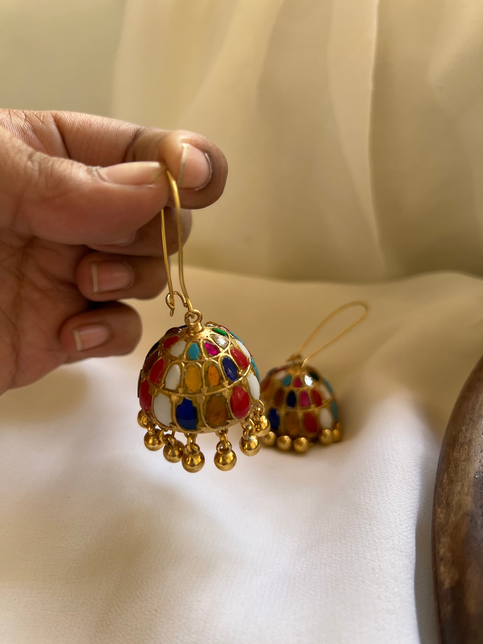 Navaratna hook Jhumkas