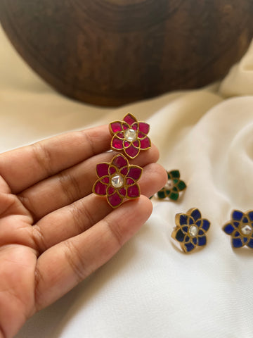 Kundan flower studs