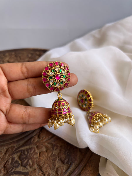 Premium Kundan flower Jhumkas