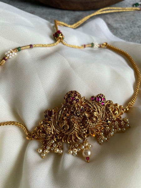 Dual peacock intricate Choker with Jhumkas