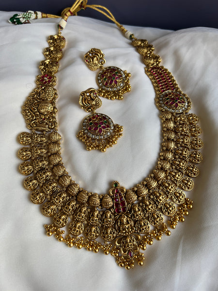 Bridal Lakshmi kemp necklace with Chaandbalis