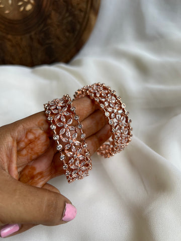 Rose gold stone bangles set of 6