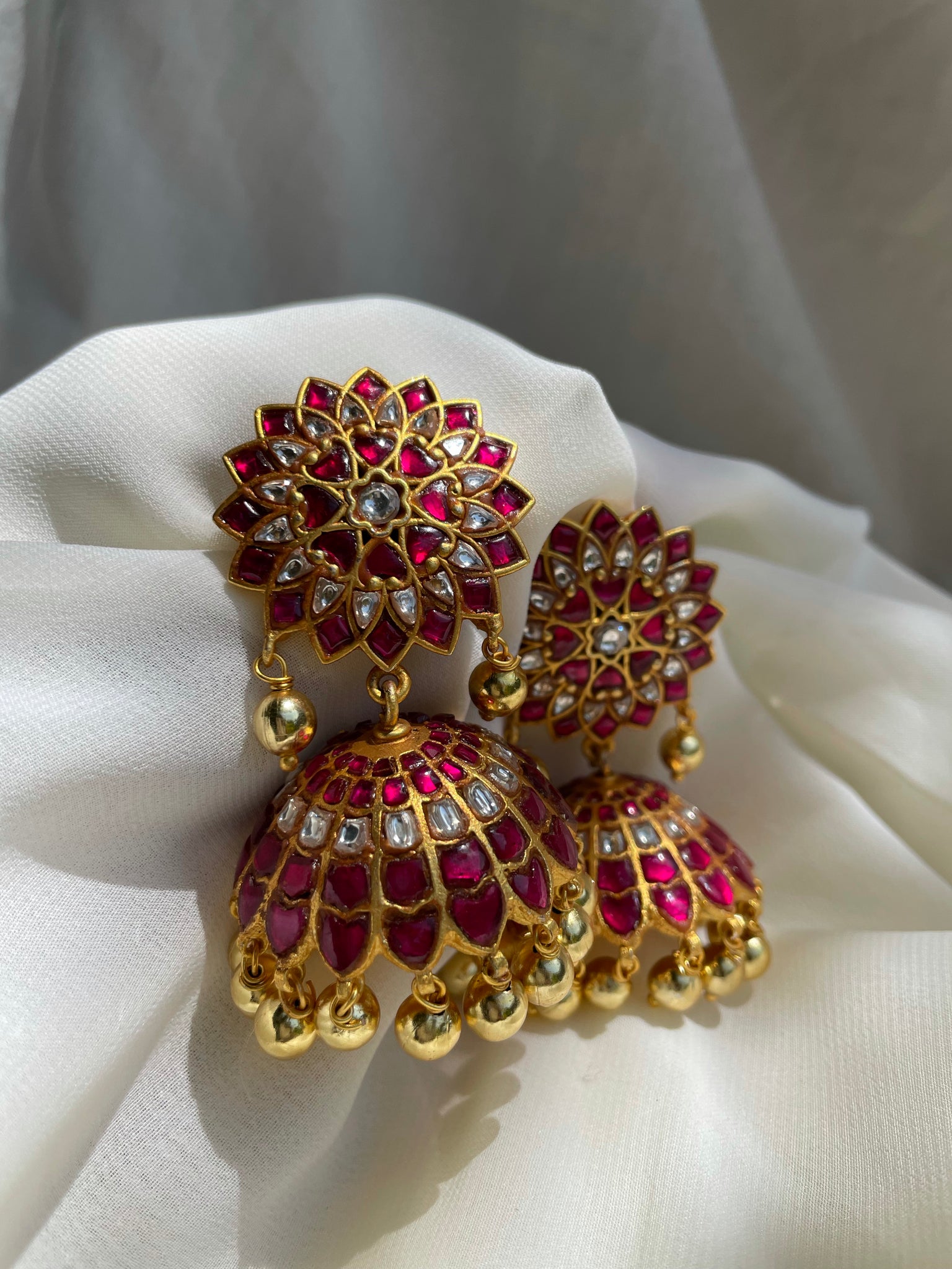 Kundan floral Jhumkas - I