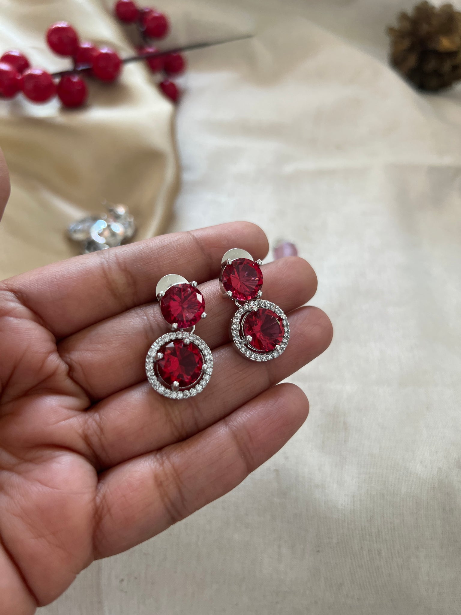Double stone earrings