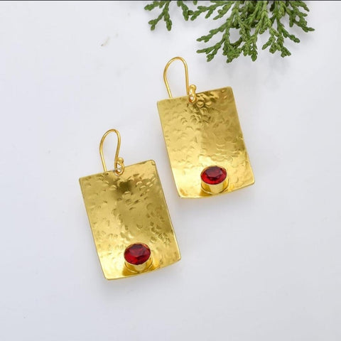 Ruby plate earrings