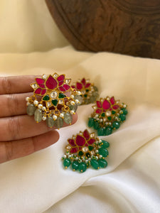 Kundan lotus studs