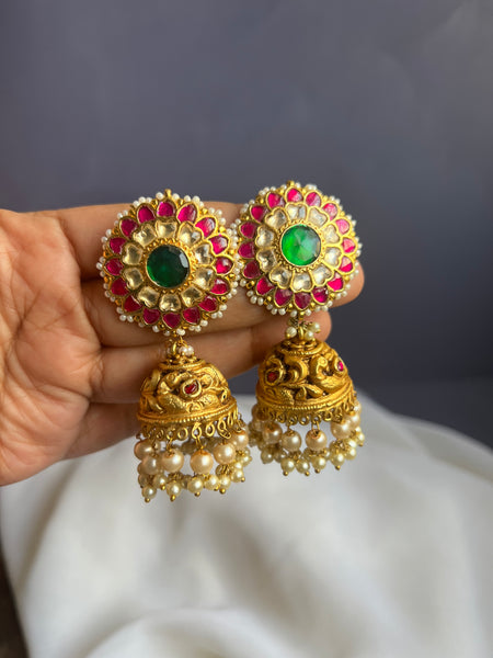 Kundan chakra Jhumkas