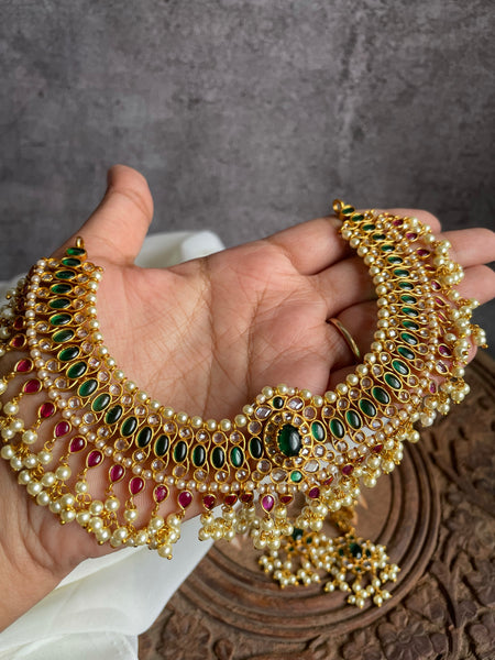 Ruby guttapusalu necklace with earrings