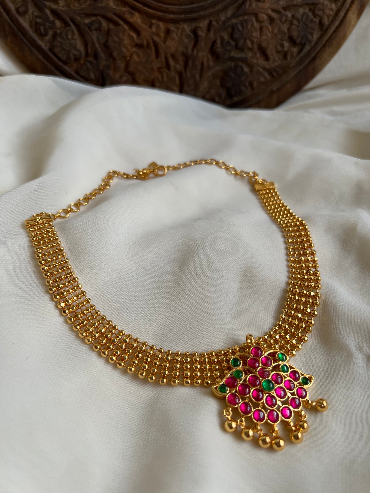 Kerala style pendant golden necklace - A
