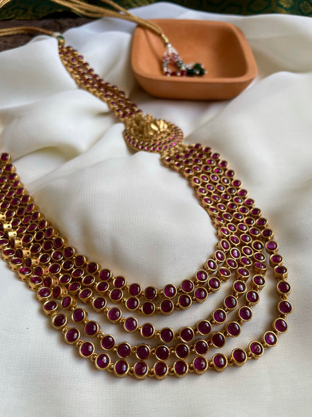 5 layer Kemp Lakshmi Haram with jhumkas