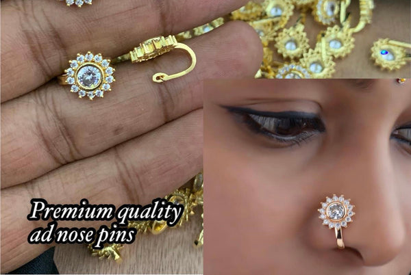 Big stone clip on nose pin