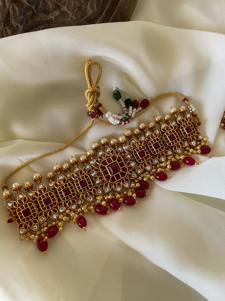 Premium jadau look alike choker with jhumkas