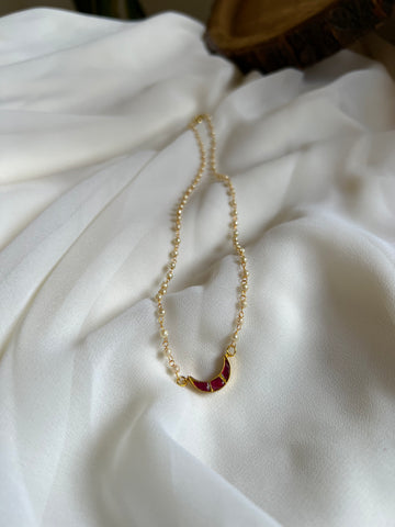 Tiny Kundan chaand Pearl maala