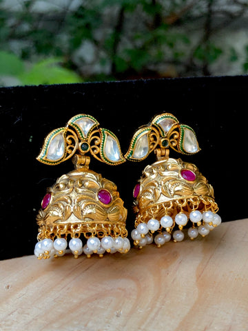 Kundan antique Jhumkas