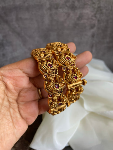 Antique peacock bangles -set of 2