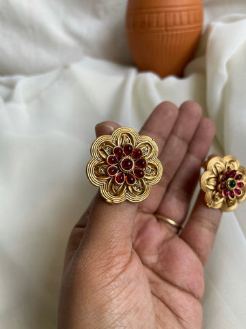 Kemp flower antique adjustable ring