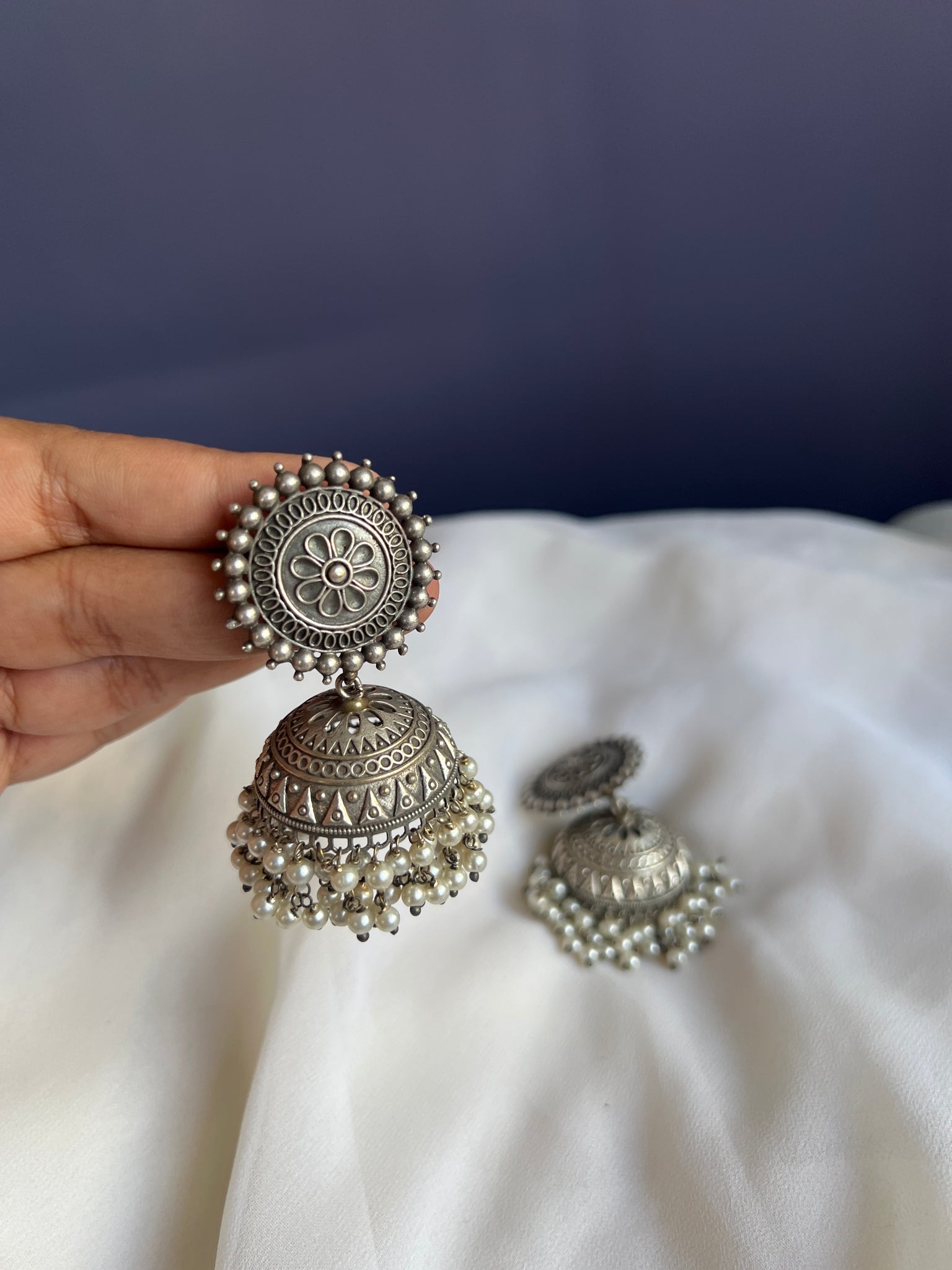 Chakra Pearl work jhumkas