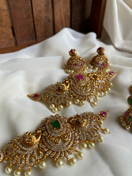 Ad stone regal choker with jhumkas