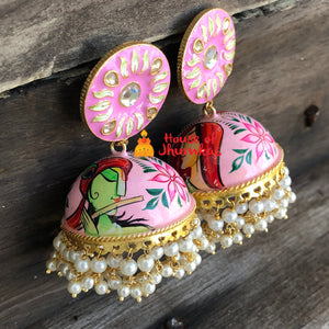 Krishna Radha abstract Jhumkas
