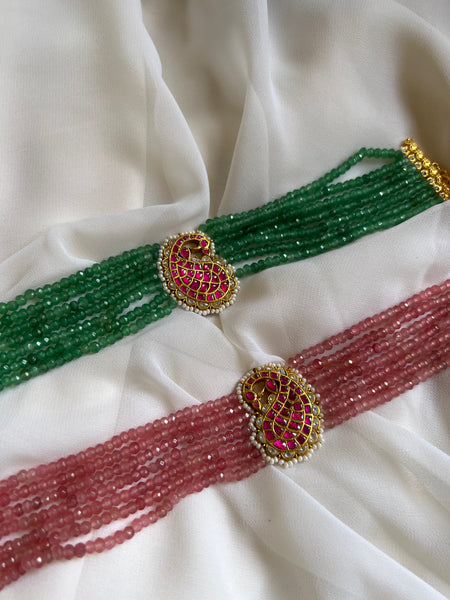 Kundan peacock pendant choker