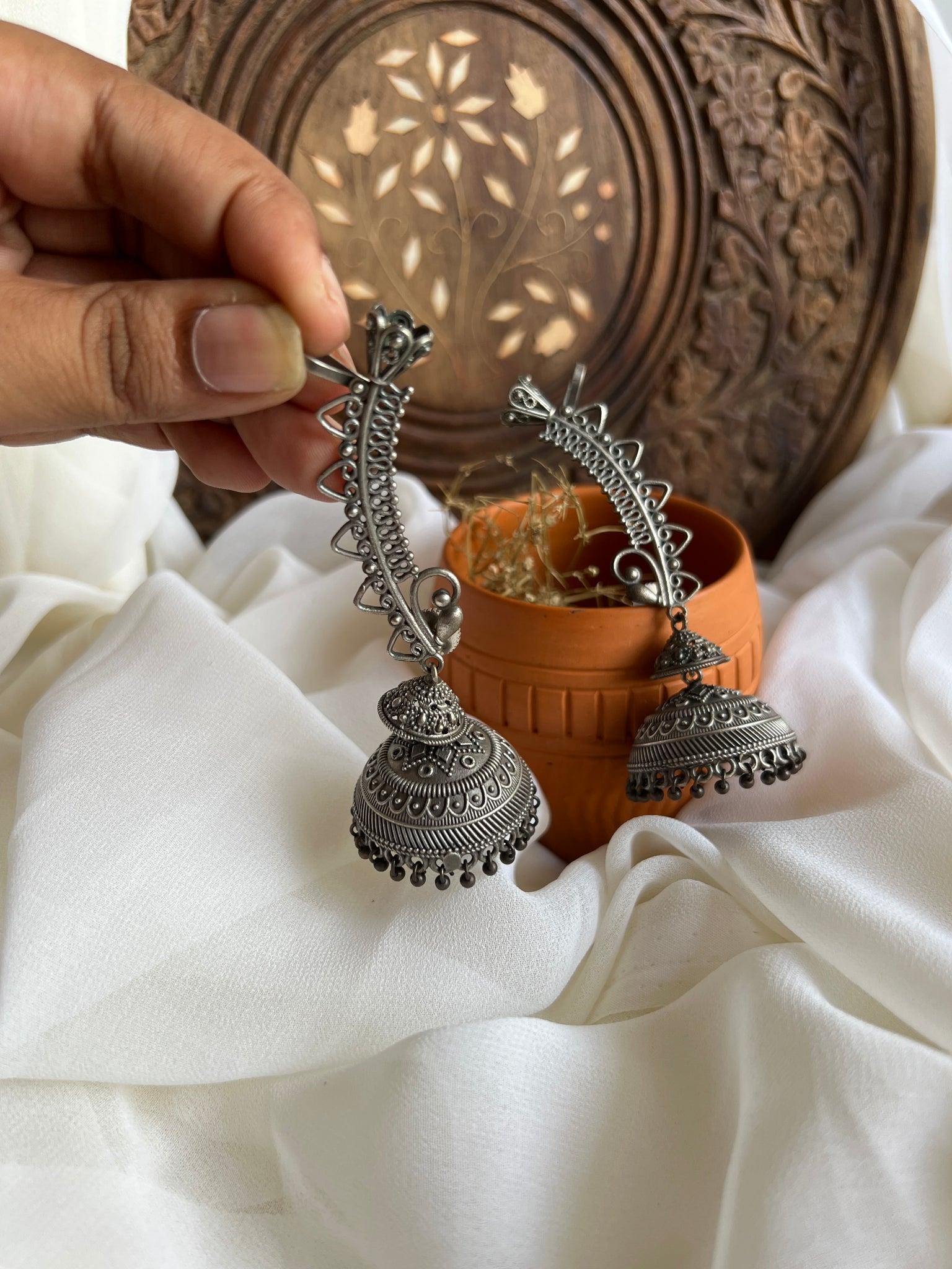 Tribal earcuff jhumkas