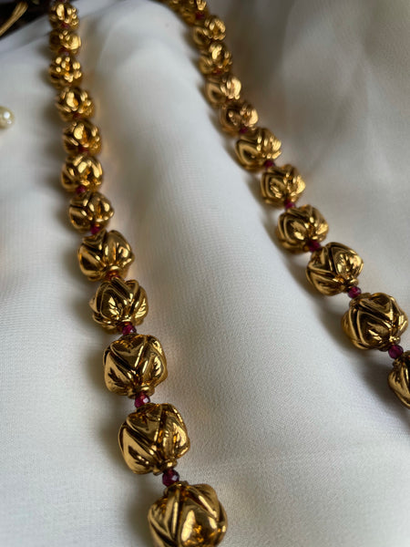 Antique Golden bead maala with earrings