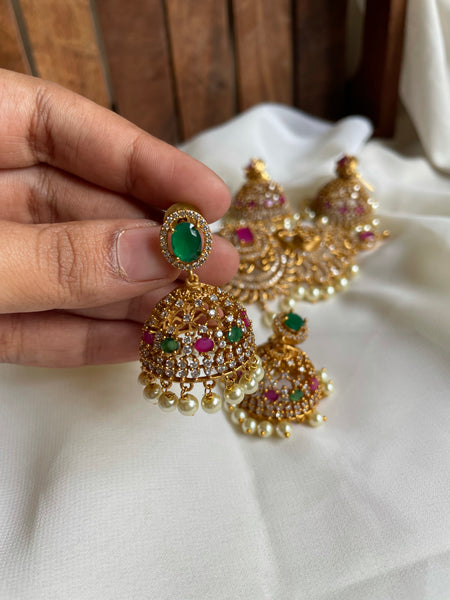 Ad stone regal choker with jhumkas