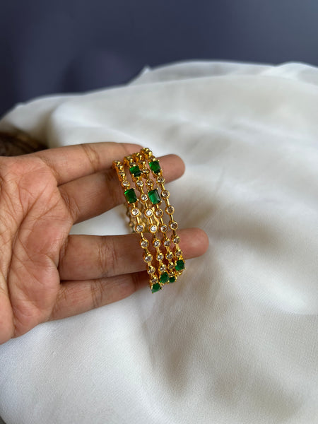 Emerald stone bangles set of 4