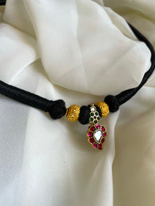 Kundan manga pendant stiff thread necklace