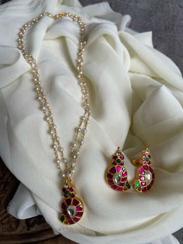 Kundan manga pendant maala with studs